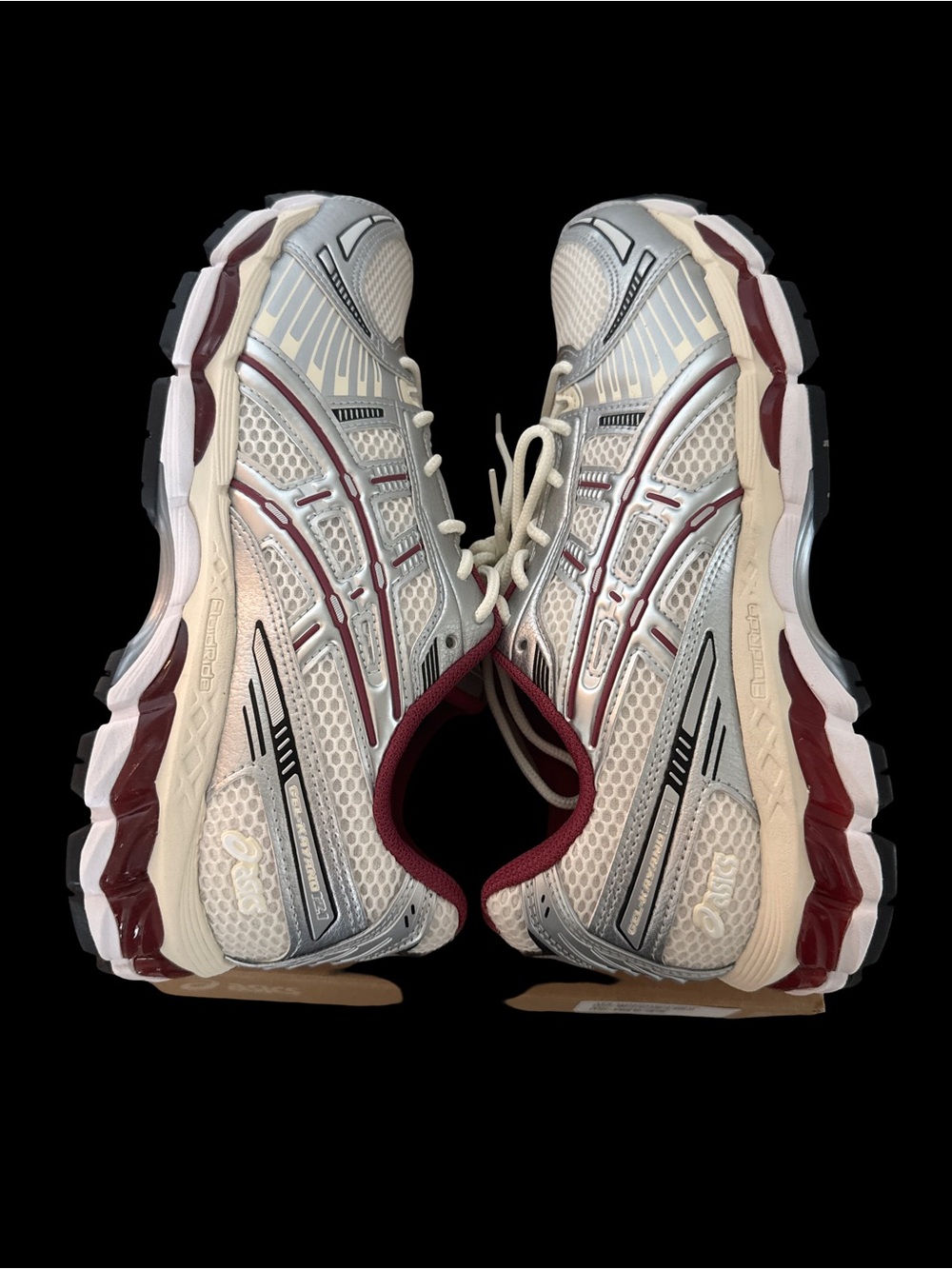 Asics Men's Athletic Sneakers in Cream, Silver & Maroon - Picture 3 of 5